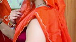 homely desi lady deep navel in orange saree