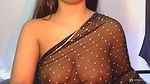 Sexy Bhabhi in See through Black Saree without blouse Exposing Boobs 2