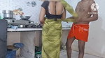 Wife chatting husband kitchen sex