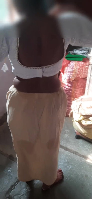 Stepsister is trying to touch stepbrother sister wearing blouse bra saree after taking open bathroom bath