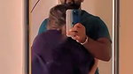 Cute lover enjoying boobs sucking mirror selfie