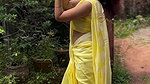 beautiful dusky malayali gilr navel in yellow saree2