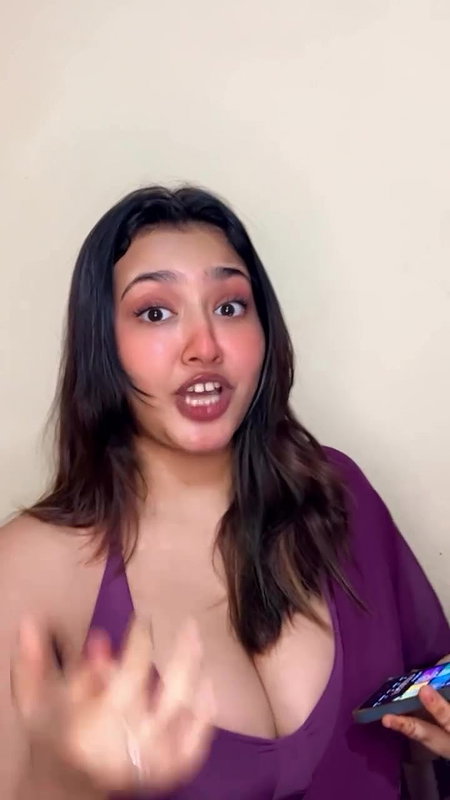 busty bong model huge breats in purple bra