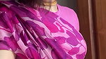 cute girl big deep navel in pink saree2