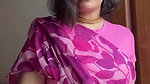 cute girl big deep navel in pink saree2