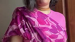 cute girl big deep navel in pink saree2