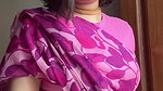 cute girl big deep navel in pink saree2