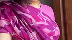 cute girl big deep navel in pink saree2