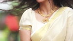 Actress Swathista Krishnan hot hip navel show in onam saree 2