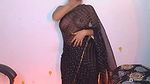 Sexy Bhabhi in See through Black Saree without blouse Exposing Boobs