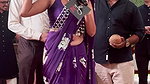 Beautiful Tulu lady sexy open deep navel in purple saree2
