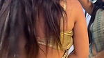 insta model sexy boobs and navel in golden blouse and saree  2