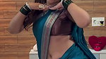 marathi sexy lady wide hip and navel in blue saree  2