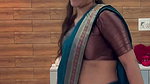 marathi sexy lady wide hip and navel in blue saree  2