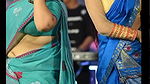 Nepali fleshy teacher open navel show in blue saree  2