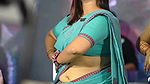 Nepali fleshy teacher open navel show in blue saree  2