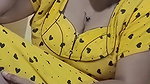 Sexy lady in yellow nighty seducing boobs thigh show2