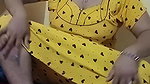 Sexy lady in yellow nighty seducing boobs thigh show2