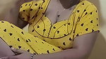 Sexy lady in yellow nighty seducing boobs thigh show2