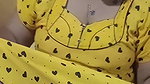 Sexy lady in yellow nighty seducing boobs thigh show2