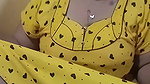 Sexy lady in yellow nighty seducing boobs thigh show2