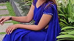 angel thomas sexy wide belly and deep navel hole in transaparent violet saree 2
