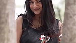 cute tamil actress deep navel in transaprent balck saree 2