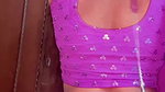 Chandini sexy bid deep navel hole in violet dress 2