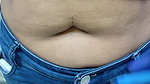 Big Deep Wide Navel piercing on desi babe in blue tshirt 2