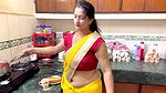 Homely desi vlogger sexy deep round navel and big breasts in yellow saree 2