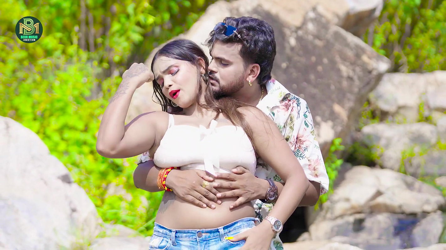 Busty girl big boobs grabbed & pressed hard many times, deep cleavage show,navel grab 4