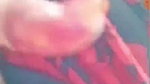 Cute babe hot expression during boobs press