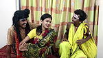 Hot Baba enjoying boob of yellow saree lady