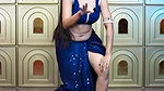 hot desi belly dancer in blue costume