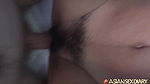 Amateur Asian gets cum on her hairy pussy