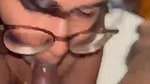 Horny girlfriend giving pleasure blowjob