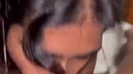 Horny girlfriend giving pleasure blowjob