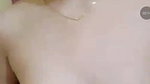 Cute expression babe showing her tits on video call