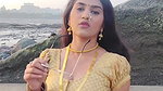 Beautiful girl awesome navel and boobs in blouse