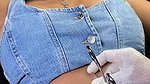 Cute chubby girl closeup navel and boobs armpit show navel piercing
