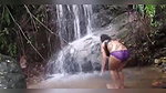 Desi Aunty Bathing Nude in Waterfalls