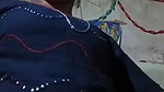 Husband pressing wife boob before sex at home