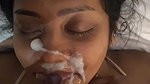 Huge facial cum upon mouth watery blowjob by wife