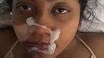 Huge facial cum upon mouth watery blowjob by wife