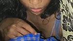 Cute girl giving blowjob to het boyfriend under bed cover