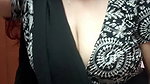 desi auntu huge breasts and cleavage in black saree
