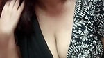 desi auntu huge breasts and cleavage in black saree