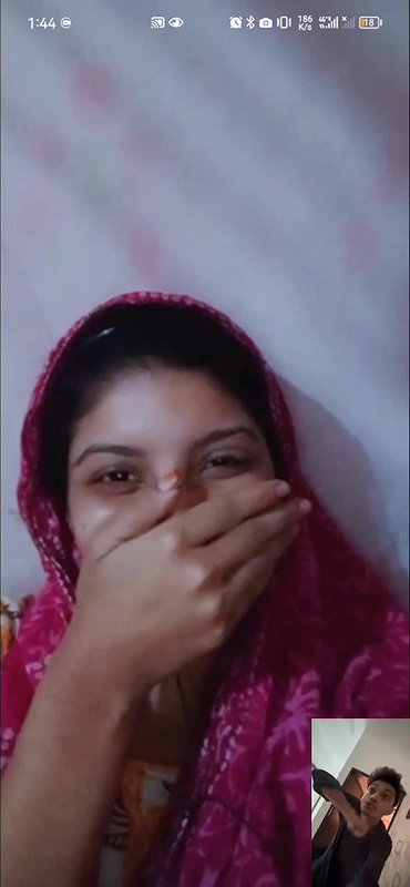 Horny babe pussy show tiny boobs on video call for bf