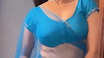 Beautiful sexy girl seducing in transparent saree hot navel and boob show 22