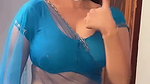 Beautiful sexy girl seducing in transparent saree hot navel and boob show 22